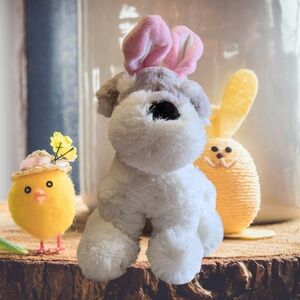 DAN DEE Collectible Schnauzer Puppy Easter Bunny Ears Plush Spring Jubilee